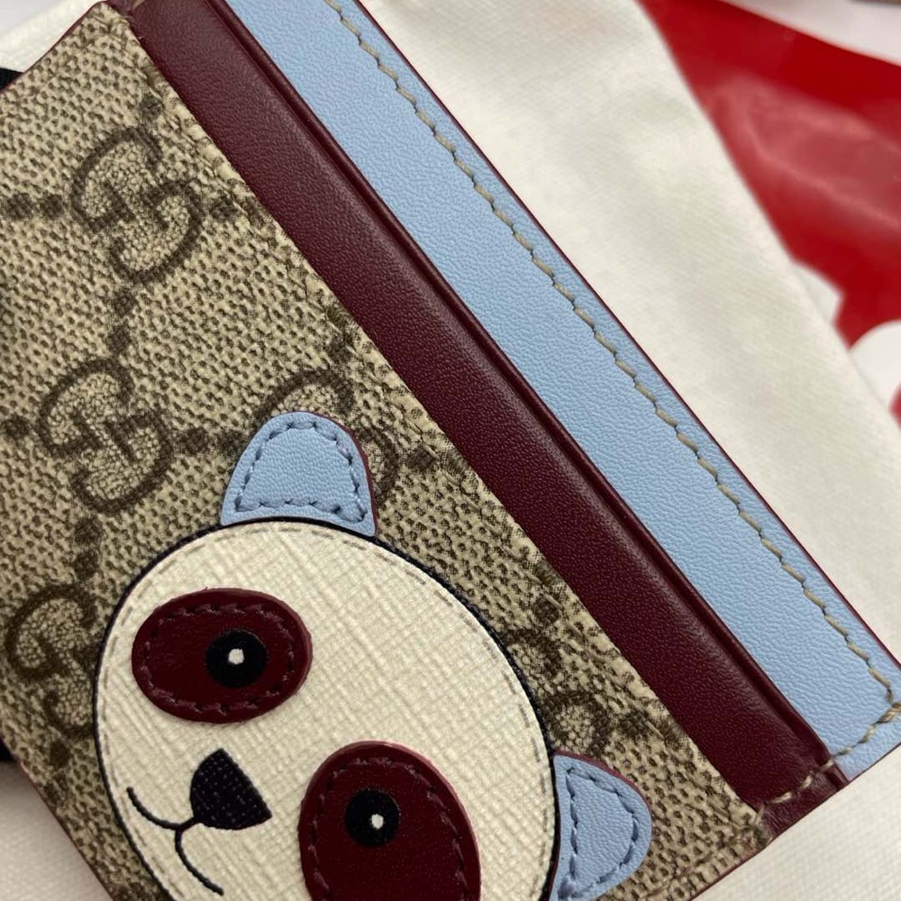 Gucci Beige and Blue Panda Card Holder - Picture 5 of 9